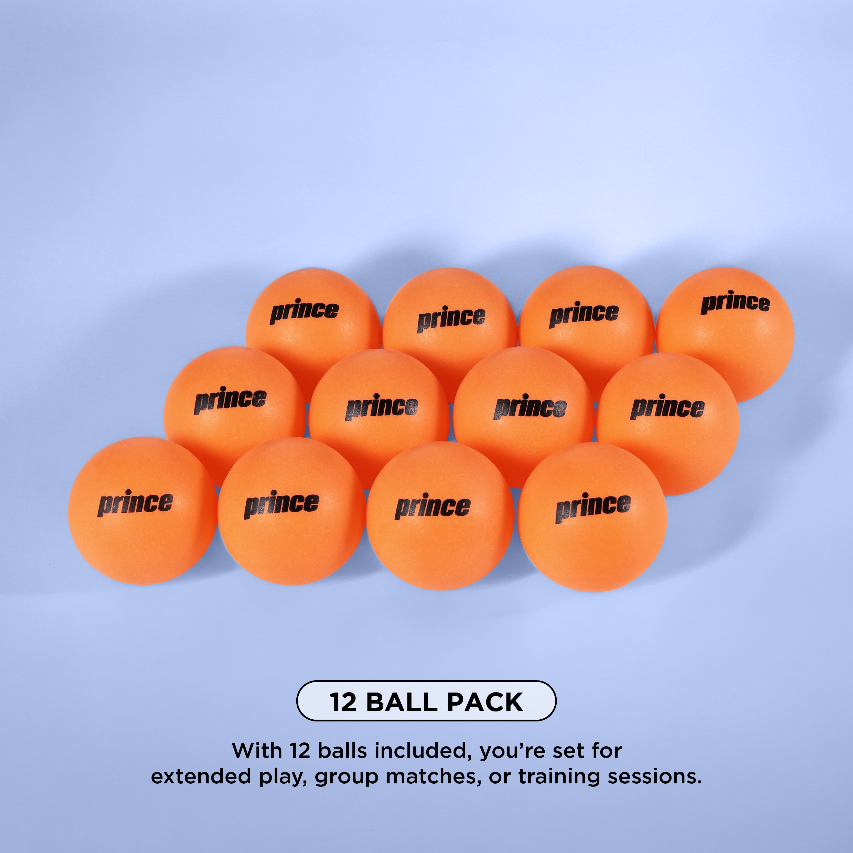 Prince Ping Pong Balls 12 Pack, Orange Table Tennis Balls, Durable Practice Balls for Training, Recreational Play, Indoor Games, Clubs & Game Rooms
