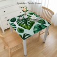 thumbnail image 2 of COMIO Tablecloths Square Table Cover Tropical Leaf Beautiful Green Tropical Palm Tree Leaves White, 2 of 7