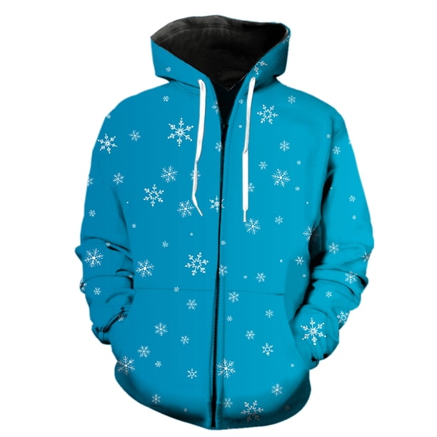 Sudadera con capucha y cremallera para hombre, con estampado de copos de nieve de invierno, manga larga, estilo hip hop, con estampado 3D, de gran tamaño, unisex, estilo Harajuku para adolescentes