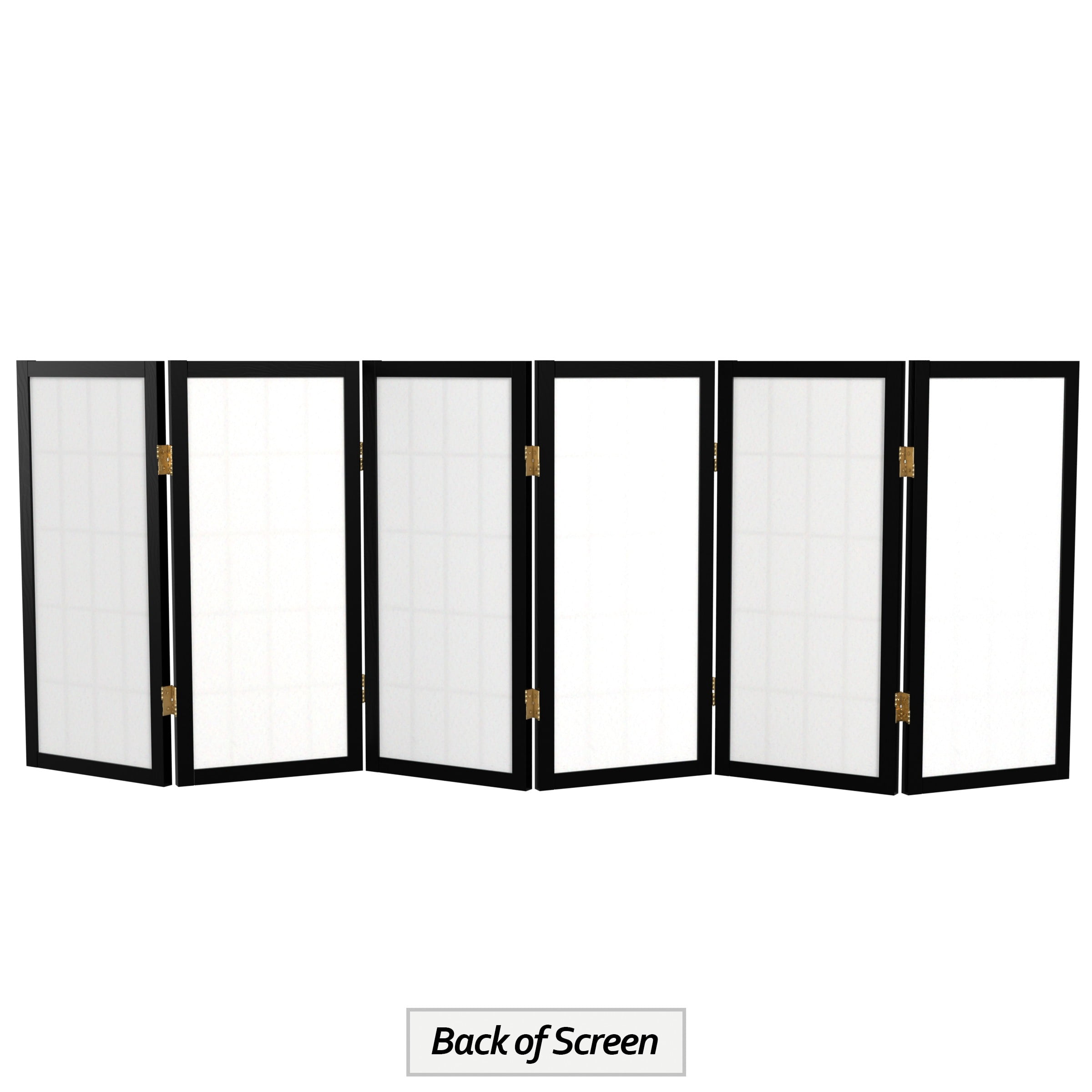 2 ft. Tall Desktop Window Pane Shoji Screen - Black - 6 Panels
