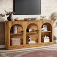 thumbnail image 3 of Tribesigns 63-inch Console Table, Farmhouse Entryway Table with 3-Tier Shelf, Wooden Sofa Console Behind Couch for Entrance, Hallway, Natural Brown, 3 of 8