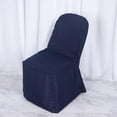 thumbnail image 2 of Efavormart 10PCS Round Top Navy Blue Polyester Banquet Chair Covers Linen Dinning Chair slipcover For Wedding Party Event Catering, 2 of 11