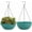 Blue-green, variant on 10 inch Hanging Planters for Outdoor Indoor Plants with Drainage Holes and Chain, 2 Pack Round Hanging Flower Pots for Garden Home Porch Decor, Black