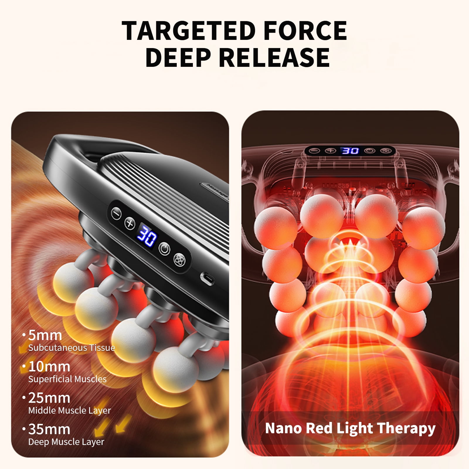 16-Head Massage Gun Set with 30 Levels & 3 Modes - Deep Tissue Percussion Muscle Massager for Effective Pain Relief in Back, Shoulders, Legs & Waist(Gray,16-Head)