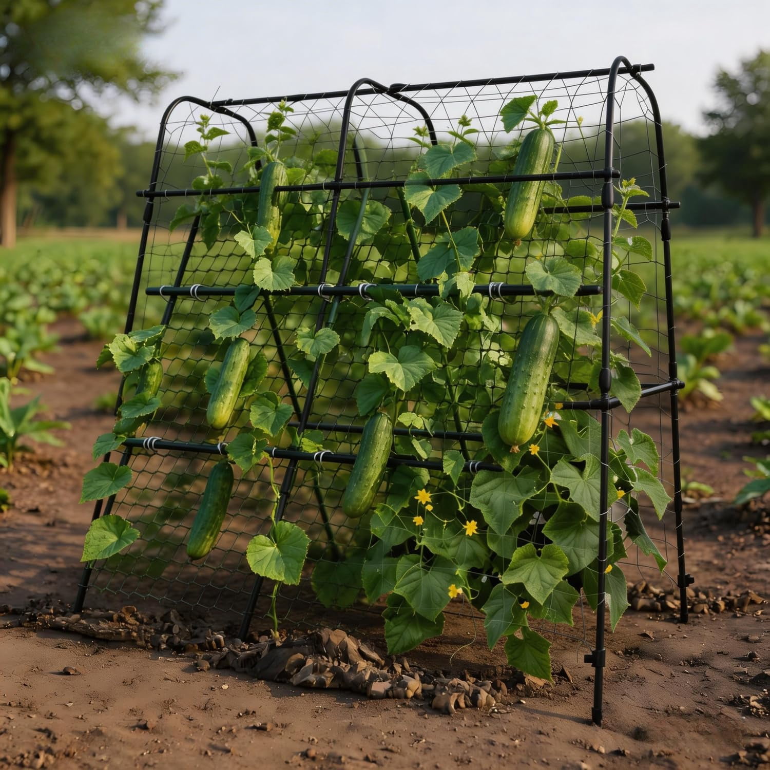 Rust-resistant black garden arch trellis, sized 6.8×3×2.6FT. Perfect for raised beds and outdoor vertical growing. Sturdy plant support for cucumbers, melons, grapes, roses and all climbing vegetable