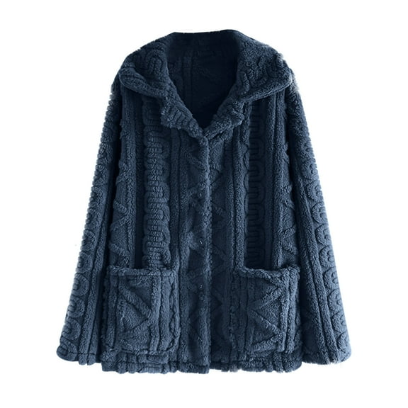 hoksml Men's Jacquard Flannel Long Sleeve Pajama Shirt Winter Warm Button Down Lapel Collar Sleepwear Top Thickened Casual Loungewear Shirt