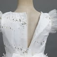 thumbnail image 3 of IDOPIP Girls Long Communion Princess Lace Dresses Flower Bridesmaid Pageant Party Wedding Floor Length Dance Evening Formal Gowns 9-10 Years White, 3 of 5