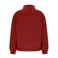 thumbnail image 3 of XUNKUSGA Womens Sweatshirt Fuzzy Fleece Sherpa Pullover Top Long Sleeve Half-Zip Sweatshirt for Women Solid Color Winter Fleece Jacket with Pockets S-2XL Red, 3 of 7