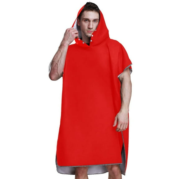 Hooded Beach Towel Adult Bath Poncho Towels Soft Absorbent Quick Dry for Surf Swim Pool Men Women Teens Red