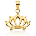 thumbnail image 3 of 10K Solid Yellow Gold Royal Princess Crown Necklace Chain Pendant Charm with chain 14inch, 3 of 8