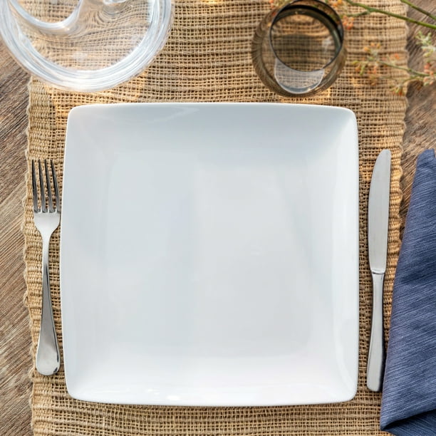Better Homes & Gardens Loden Coupe Square Dinner Plate, White