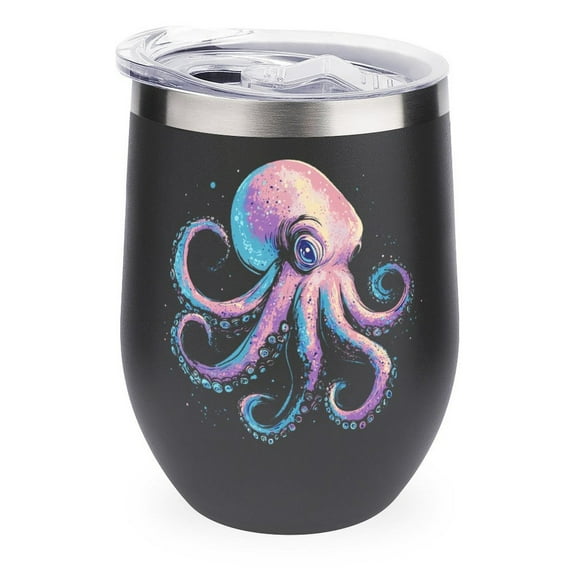 Octopus 12oz Wine Tumbler with lid Stainless Steel Travel Mugs Double Wall Insulated Travel Coffee Cup Wine Glasses One size