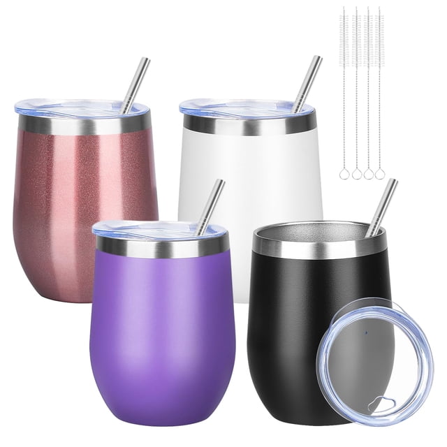Vaso para vino YEBTS Life 350 ml / Paquete de 4 de acero inoxidable con tapa