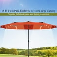 thumbnail image 6 of AEGFKD15 Ft Double Sided Patio Umbrella with Solar Lights, Extra Large Rectangle Outdoor Umbrella with 36 LED Lights & Crank Handle for Deck, Poolside, Garden, Backyard (Orange), 6 of 10
