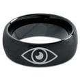 thumbnail image 2 of Tungsten Looking Seeing Eye Band Ring 8mm Men Women Comfort Fit Black Dome Brushed Polished, 2 of 4