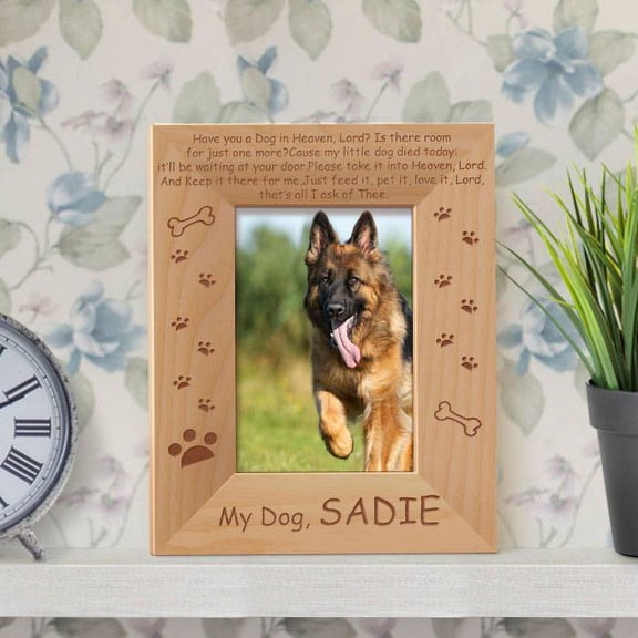 Rest in Peace My Dog Personalized Wooden Picture Frame 3 1/2" x 5" Brown (Vertical)