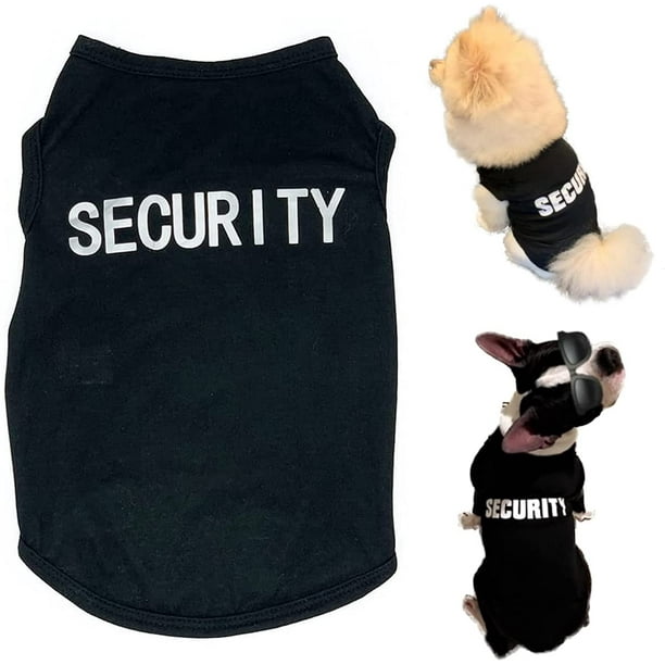 Jinsinto Dog Shirts Security Cat Apparel Costumes for Cosplay Breathable Pet T Shirts Summer Clothes Vest for Dogs Puppy Boy Girl S Black