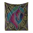 thumbnail image 1 of Fantasy Soft Flannel Fleece Throw Blanket, Fractal Unicorn with Mosaic Art Tile Effects Girlish Creature Display Print, Cozy Plush for Indoor and Outdoor Use, 50" x 70", Multicolor, by Ambesonne, 1 of 6