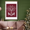 thumbnail image 6 of Christmas Des - Deer and Heart Tree, Grey on Red - Framed Gallery Wrapped Holiday Canvas - 25 x 37 - Rosewood Frame, 6 of 8