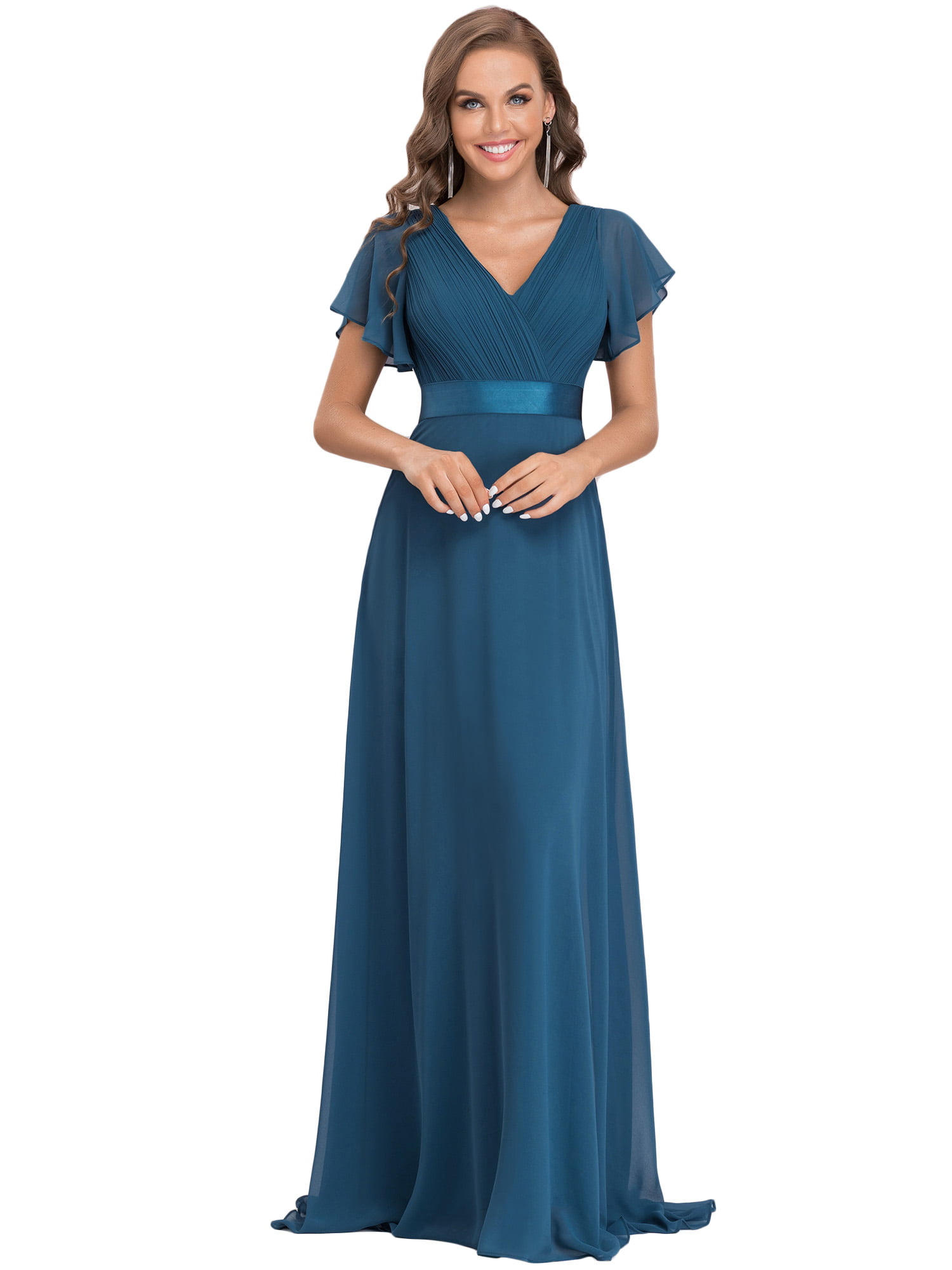 Ever-Pretty US V-neck Sapphire Blue Evening Mother Of Bride Maxi Dress 09890 