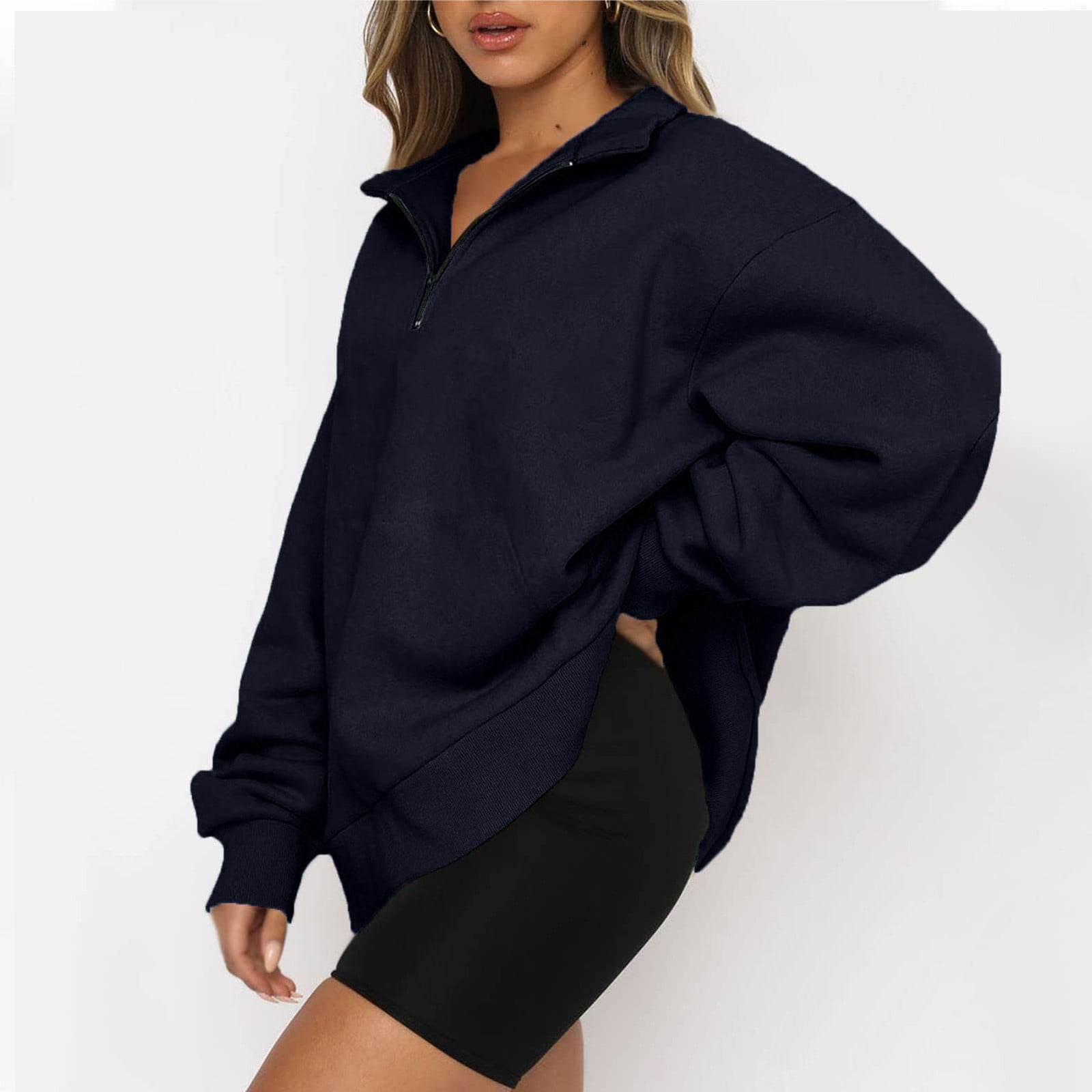 EFAN Womens Oversized Half Zip Pullover Long Sleeve Sweatshirt Quarter Zip  Trendy Hoodie Ouffits Teen Girls Fall Y2K Clothes : : Clothing
