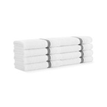 Aston & Arden Eco-Friendly Aegean Wash Cloths (8 Pack), Recycled Ultra Plush Turkish Cotton, 13x13 in., White with Dark Grey Striped Woven Dobby