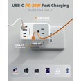 thumbnail image 3 of Adaptador de enchufe para viaje TESSAN PD 20W con 4 tomas de CA y 4 puertos USB, 3 of 7