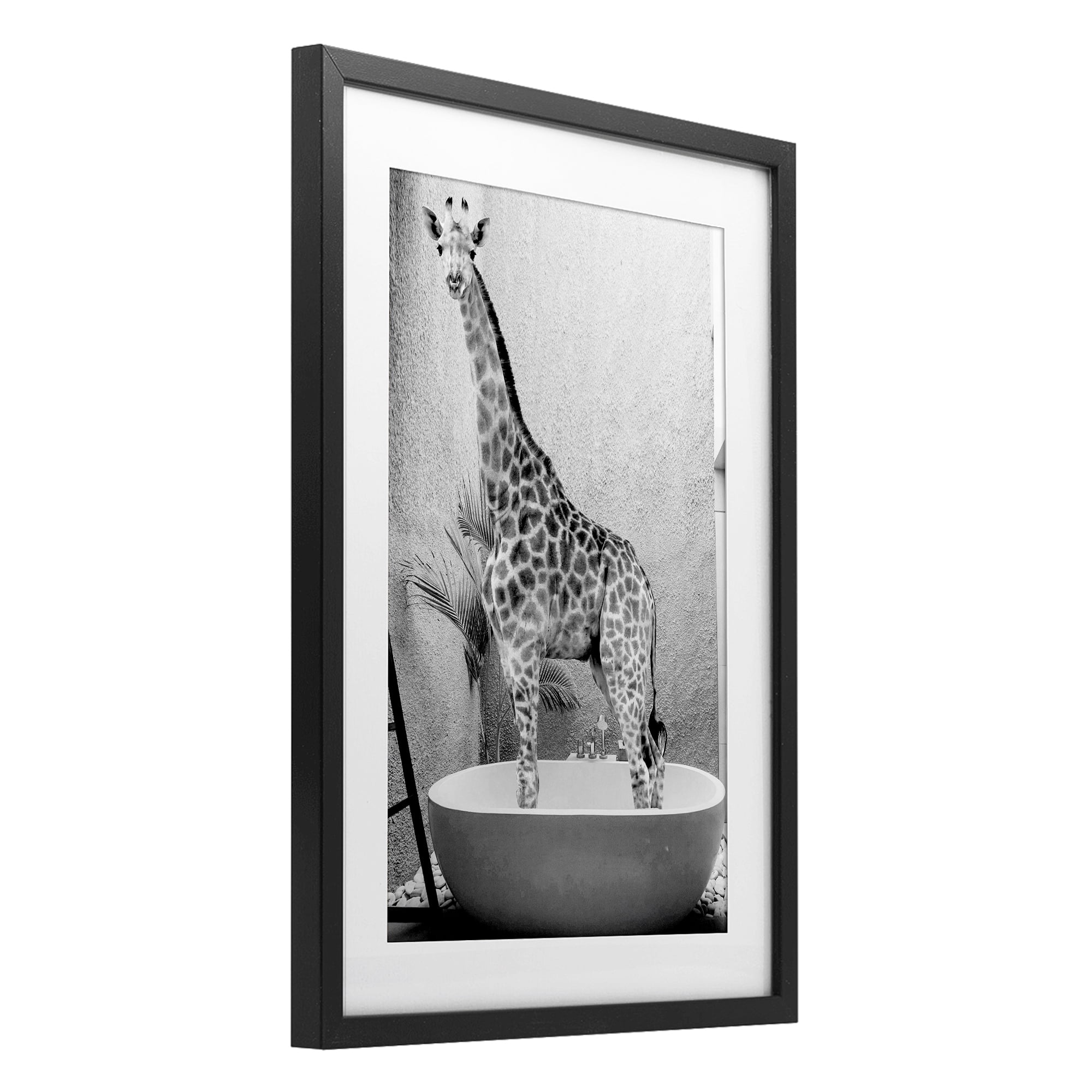 Stupell Industries Safari Bath Standing Tall Black Framed Print Under Glass, design by SD Graphics Studio