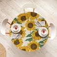 thumbnail image 4 of Ambesonne Garden Fitted Round Tablecloth, Floral Sunflowers Autumn, 36"- 40" Diameter, Dark Orange and Fern Green, 4 of 5