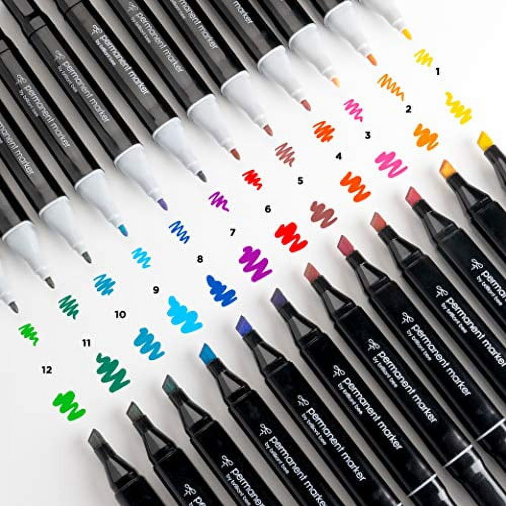 Brilliant Bee  60 Colors Permanent Marker Set  Bulk Pack, Assorted Colors, Chisel & Fine Point Tips, Long-Lasting Ink, Smear Proof