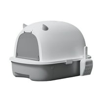 Hooded Cat , Pet , Removable with Door, Durable Pet Accessories Large Fully Enclosed Cat Toilet Pet Litter Tray Sandbox Grey