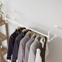 Industrial Pipe Clothes Racks, Wall Mounted Garment Racks, Space-Saving Display Hanging Clothing Racks, Heavy Duty Steampunk Detachable Multi-Purpose Hanging Rod for Closet Storage, Black (White)