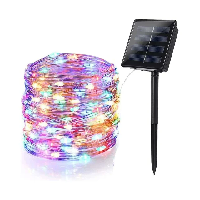 Luces solares de hadas para exteriores, 22 m, 200 luces LED para exteriores, luces de hadas de alambre de cobre impermeables, 8 modos de decoración para jardín de Navidad, balcón