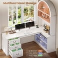 thumbnail image 5 of 67" L Shaped Computer Desk with Tall Arched Bookshelf and 3 Storage Drawers, 5 of 7