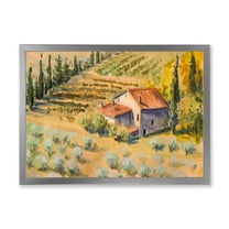 Designart 'Little Farmhouse In Countryside' Country Framed Art Print