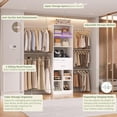 thumbnail image 2 of Besiost Closet System, 4-8 FT Closet Organizer Tower with 2 Wooden Drawers and 5 Hanging Rods, Can Fit 60 to 96 inch Walk-in Closet System, White, 2 of 7
