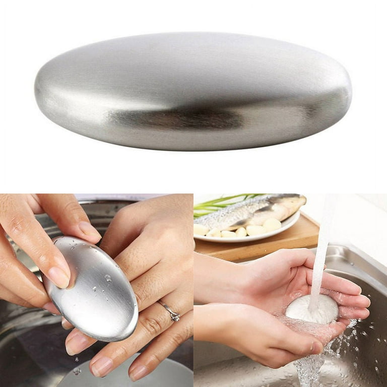 Hoople Stainless Steel Soap Bar Hand Wash Kitchen Gadget Absorbs Strong  Odor from Garlic, Onion, Fishing, Smoke, and Refrigerator.