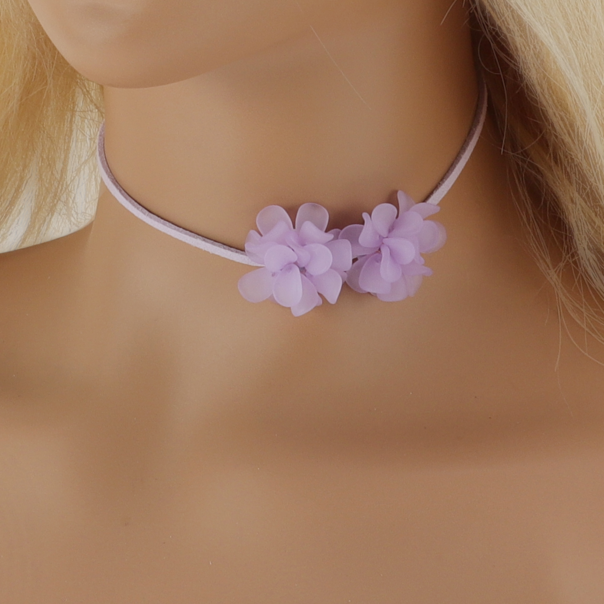 Unique Bargains Adjustable Flower Straps Choker Purple [Adjustable Frosted Flower Straps]