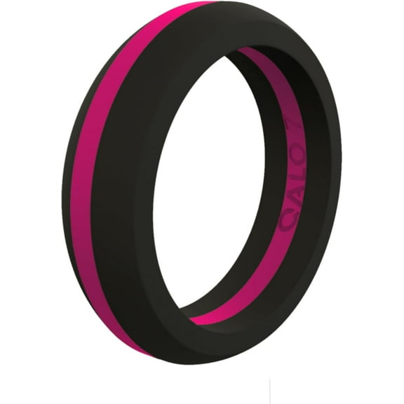 QALO Men's Rubber Silicone Ring, Polished Step Edge Rubber Wedding Band, Breathable, Durable Rubber Wedding Ring for Men, Multi Packs, Multi Colors