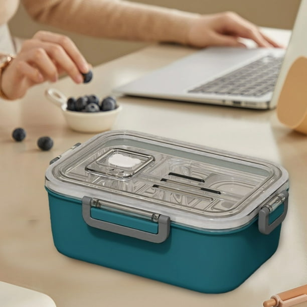 Bento box adulto 1100 ml, lonchera para preparar comidas, diseño de 2 niveles, acero inoxidable, plegable, portátil, para uso en la oficina
