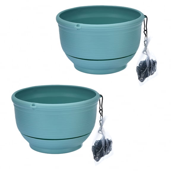ACDANC 12 Inch Plastic Hanging Flowerpot, Extra Large Outdoor Planter with Hanger, Weather Resistant Garden Pot for Patio Balcony Indoor Plants