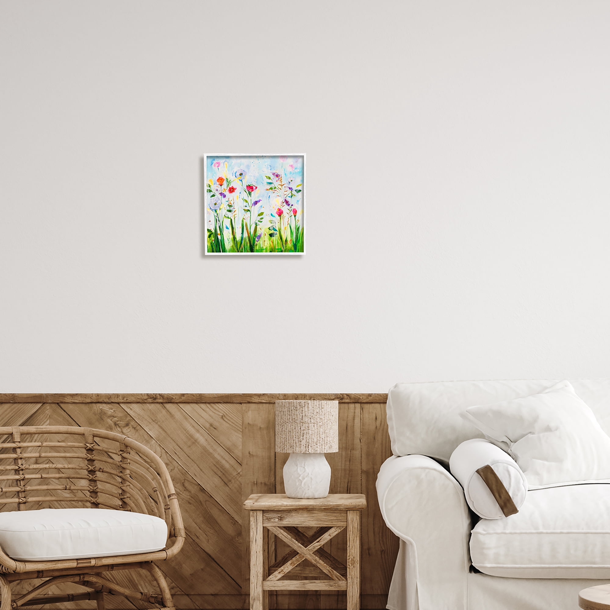Stupell Industries Abstract Flower Meadow Botanical & Floral Painting White Framed Art Print Wall Art, 12 x 12