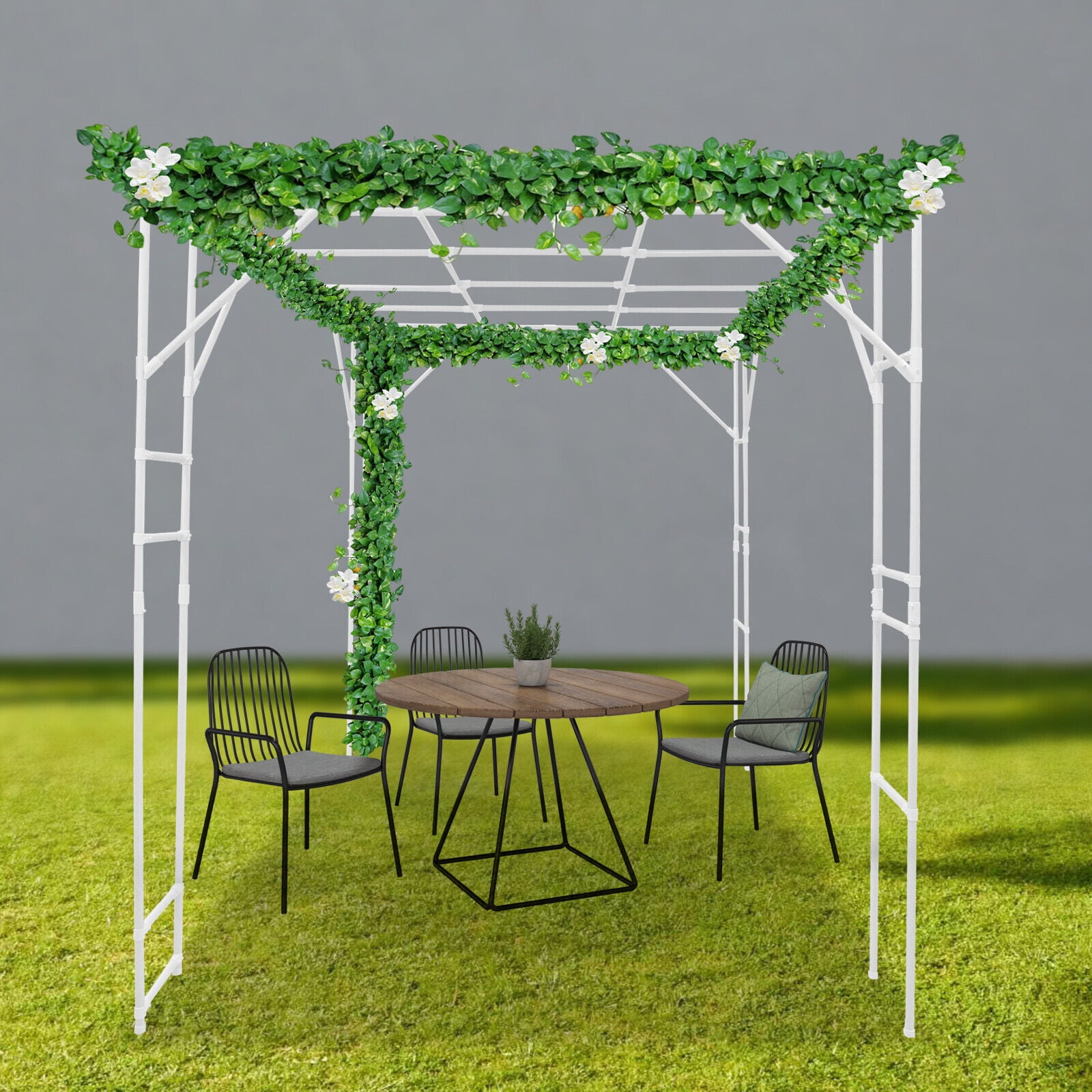 9.8ft White Steel Plant Trellis - Heavy Duty Garden Climbing Stand for Tomatoes, Cucumbers & Vines