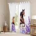 thumbnail image 4 of Homewish Rustic Brown Horse Black Out Curtains, Purple Lavender Floral Curtains Pack of 2 (42x63 Each), Fashion Animal Bedroom Curtains, Blackout Curtains Room Decor, 4 of 7