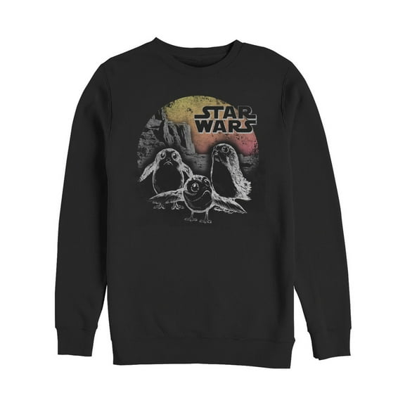Men's Star Wars The Last Jedi Porg Sunset  Sweatshirt Black Medium
