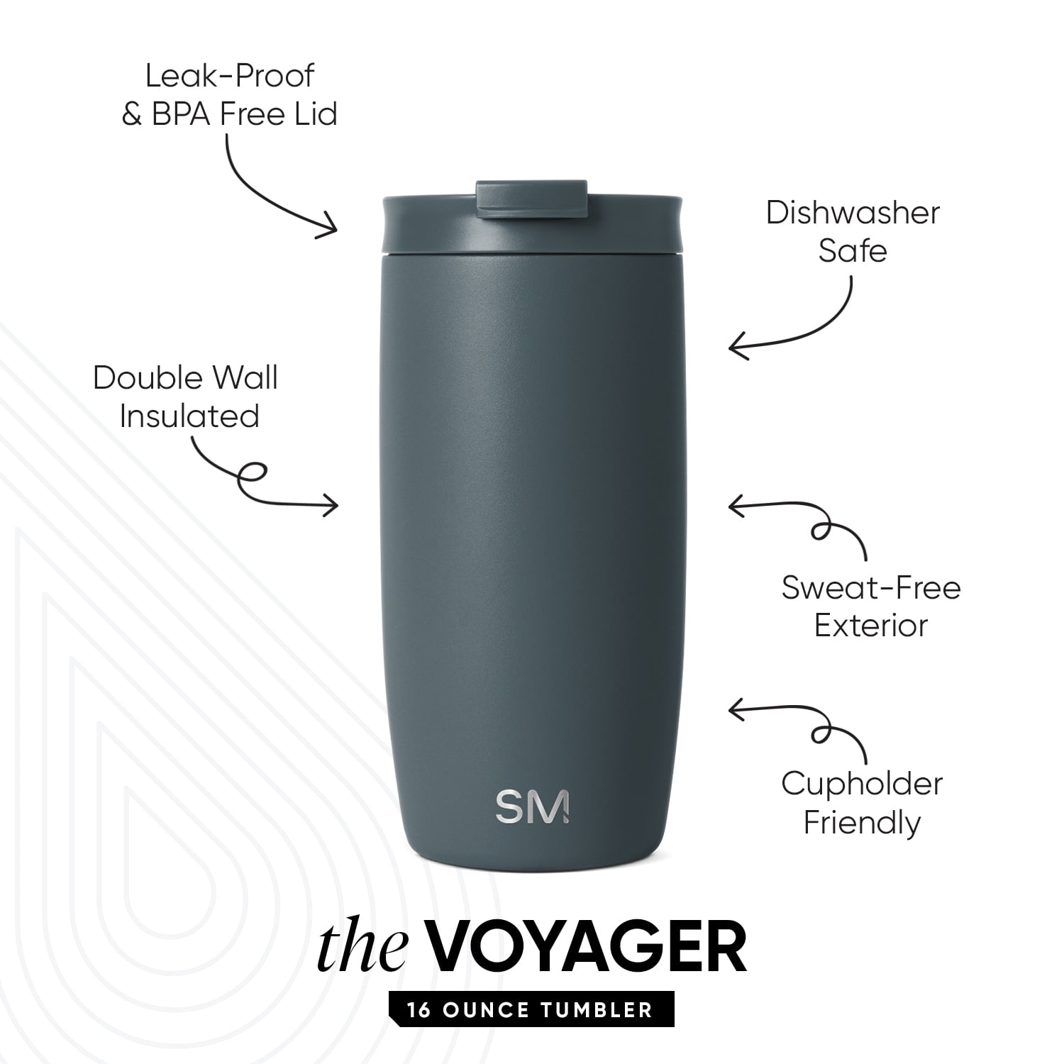 Simple Modern 16 fl oz Insulated Stainless Steel Voyager Tumbler with Insulated Flip Lid | Slater