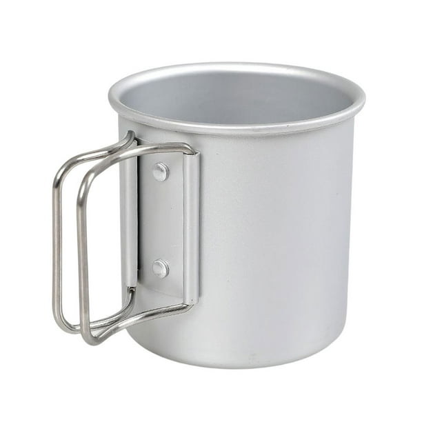 Advancent Taza de té de aleación de aluminio, taza plegable ligera, tazas de cocina portátiles, pícnic al aire libre, senderismo, viajes, Kits de desorden para acampar Plata