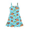 thumbnail image 7 of Uourmeti Girls Sleeveless Dress 11-12y Spaghetti Strap Sundress Capybara Love Tiered Dress for Summer Girls Swing Midi Tank Dress Kids Cute Capybara Clothes, 7 of 7