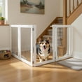 thumbnail image 5 of Pefilos 144" Folding Pet Gate with 4pcs Support, Wood 6-Panel Dog Gate for Stairs, Freestanding Pet Playpen Puppy Safety Fence, White, 5 of 8