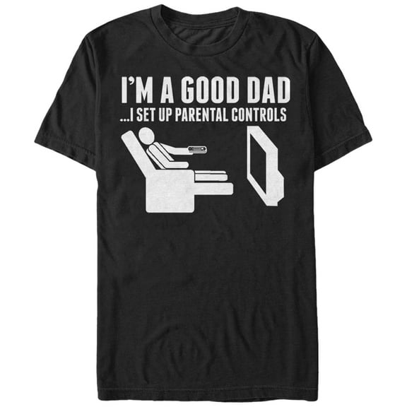 Men's Lost Gods Good Dad I Set Up Parental Controls  Graphic Tee Black Medium